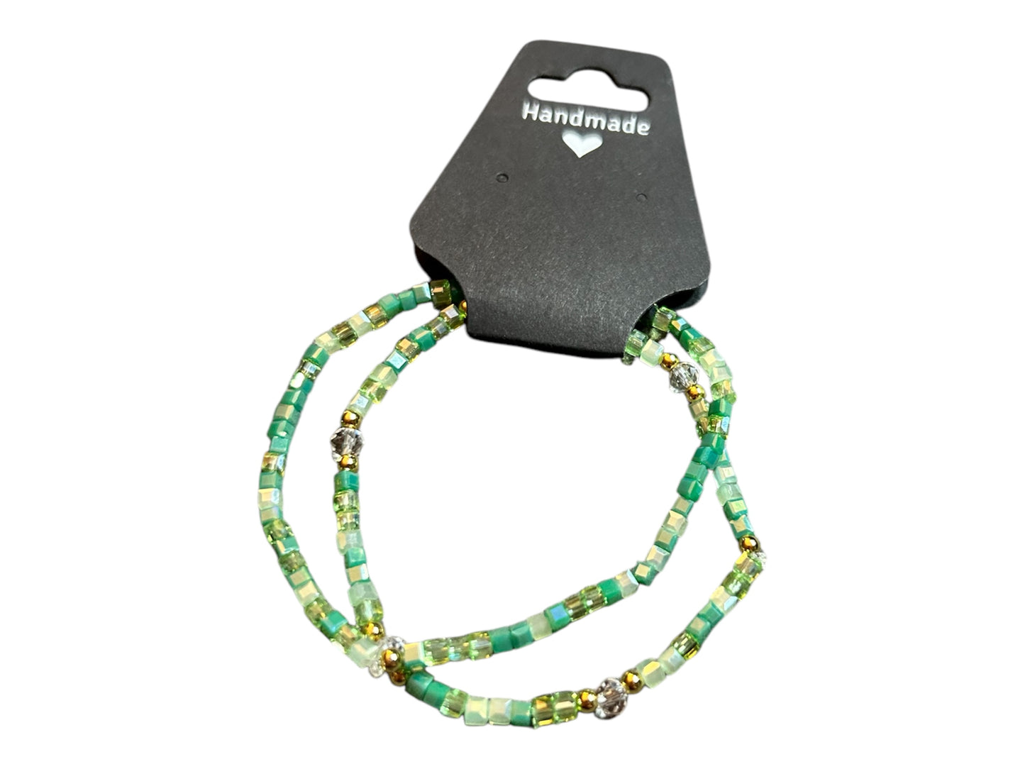 Green glass bead bracelet